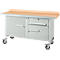 Etabli mobile Schäfer Shop Select PWi 150-3, plateau en hêtre multiplex, avec chant en acier, jusqu'à 400 kg, L 1500 x P 700 x H 840 mm