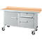 Etabli mobile Schäfer Shop Select PWi 150-3, plateau en hêtre multiplex, avec chant en acier, jusqu'à 400 kg, L 1500 x P 700 x H 840 mm