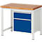 Établi série 8152, fixe, hauteur ajustable, tiroir, l. 1000 x P 700 x H 840 – 1040