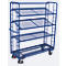Etagenwagen, Stahl/Drahtgitter, Enzianblau, 4 Etagen, 1650 x 650 mm, Stirnwände mit Rundstahlverstrebung, EasySTOP, bis 400 kg