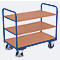 Etagenwagen, Stahl/MDF-Platte, Enzianblau/Buche-Dekor, 3 Etagen, 1200 x 800 mm, EasySTOP, bis 250 kg