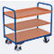 Etagenwagen, Stahl/MDF-Platte, Enzianblau/Buche-Dekor, 3 Etagen, 1200 x 800 mm, EasySTOP, bis 250 kg