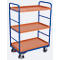 Etagenwagen, Stahl/MDF-Platte, Enzianblau/Buche-Dekor, 3 Etagen, 965 x 555 mm, EasySTOP, bis 250 kg