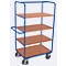 Etagenwagen, Stahl/MDF-Platte, Enzianblau/Buche-Dekor, 4 Etagen, 1175 x 800 mm, EasySTOP, bis 500 kg