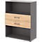 Etagère combinée avec 2 tiroirs TEMPIO - en bois - l. 800 x P 340 x H 1070 mm - anthracite/chêne hickory