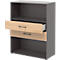 Etagère combinée avec 2 tiroirs TEMPIO - en bois - l. 800 x P 340 x H 1070 mm - anthracite/chêne hickory