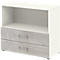 Etagère combinée de bureau TEMPIO, en bois, 2 tiroirs, 2 OH, L 800 x P 340 x H 720 mm, blanc/béton