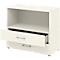 Etagère combinée de bureau TEMPIO, en bois, 2 tiroirs, 2 OH, L 800 x P 340 x H 720 mm, blanc/blanc