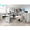 Etagère combinée de bureau TEMPIO, en bois, 2 tiroirs, 2 OH, L 800 x P 340 x H 720 mm, blanc/blanc