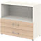 Etagère combinée de bureau TEMPIO, en bois, 2 tiroirs, 2 OH, L 800 x P 340 x H 720 mm, blanc/chêne Sonoma