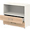 Etagère combinée de bureau TEMPIO, en bois, 2 tiroirs, 2 OH, L 800 x P 340 x H 720 mm, blanc/chêne Sonoma