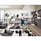 Etagère combinée de bureau TEMPIO, en bois, 2 tiroirs, 3 OH, L 800 x P 340 x H 1070 mm, blanc/béton