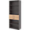 Etagère combinée de bureau TEMPIO, en bois, 2 tiroirs, 6 OH, L 800 x P 330 x H 2130 mm, anthracite/chêne caryer 