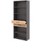 Etagère combinée de bureau TEMPIO, en bois, 2 tiroirs, 6 OH, L 800 x P 330 x H 2130 mm, anthracite/chêne caryer 
