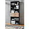 Etagère combinée de bureau TEMPIO, en bois, 2 tiroirs, 6 OH, L 800 x P 330 x H 2130 mm, anthracite/chêne caryer 