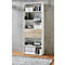 Etagère combinée de bureau TEMPIO, en bois, 2 tiroirs, 6 OH, L 800 x P 330 x H 2130 mm, blanc/chêne Sonoma