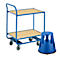 Etagewagen, 2 etages, L 760 x B 520 mm, draagvermogen 150 kg + verrijdbaar opstapje, blauw, gratis