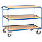 Etagewagen, licht, 3 etages, L 1000 x B 600 mm, tot 300 kg, staal/hout, blauw/beuken