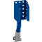 Blauw metalen onderdeel, beugel met cilindrische aanpak.