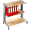 Etagewagen Pragma, 3 legborden, aluminium zilver/beuken