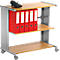 Etagewagen Pragma, 3 legborden, aluminium zilver/beuken