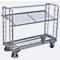 Etagewagen, staal/gaas, zilver, 2 etages, 1650 x 650 mm, 2 kopwanden met ronde stalen verstevigingen, EasySTOP, tot 400 kg