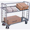 Etagewagen, staal/gaas, zilver, 2 etages, 1650 x 650 mm, 2 kopwanden met ronde stalen verstevigingen, EasySTOP, tot 400 kg