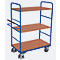 Etagewagen, staal/MDF-plaat, decor gentiaanblauw/beuken, 3 etages, 1000 x 600 mm, met dodemansrem, tot 500 kg