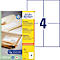 Packung Avery Zweckform Recycling Etiketten mit Aufdruck. Daneben ein Bogen mit vier Etiketten.