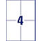 Auf weißem Grund, in 4 Quadrate unterteilt, steht eine dunkelblaue '4'.