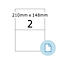 Etiket met de afmetingen 210mm x 148mm, het nummer 2 en een documentpictogram.