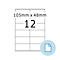 Etiket met 12 velden, afmeting: 105mm x 48mm.