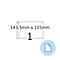 Rectangle avec l'inscription "143,5 mm x 105 mm" et le chiffre "1". Icône ronde avec icône de document en bas à droite.