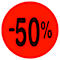 Cercle rouge avec l'inscription -50%.