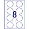 Étiquettes multifonctionnelles adhésives AVERY® Zweckform, vierge, Ø 65 mm, rond, pour toutes les imprimantes, blanc