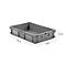 Grey plastic box with handles and dimensions: 600 mm x 400 mm x 120 mm.