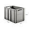 Gray storage box with handles and dimensions 600x400x420mm, in front of a white background.