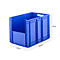 Blue plastic box with dimensions 600 x 400 x 420 mm, in front of a white background.