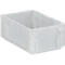 Boîte en plastique transparente avec couvercle ouvert, rectangulaire, sur fond neutre.