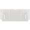 Récipient en plastique rectangulaire transparent avec des découpes rectangulaires et des bords surélevés.