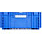 Blaue Kunststoff-Transportbox mit integriertem Tragegriff in der Seitenwand.
