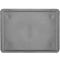 Plateau en plastique rectangulaire gris avec coins arrondis. Vis aux coins.