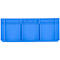 Boîte en plastique bleu clair avec des entretoises verticales et horizontales. La boîte est présentée sur un fond blanc.