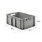 Grey plastic box with handle openings and dimensions: 600 mm, 400 mm, 240 mm.