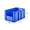 Blue plastic box, open, with handles, 400 x 600 x 320 mm.