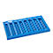 Blue coin sorter for Euro coins with different slots for cent and euro coins.
