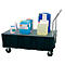 EURO Sump Tray 250/2 CEMO, polyethyleen, verrijdbaar, met zwenk- en bokwielen, met goedkeuring, met gegalvaniseerd rooster