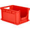 Eurobox EF 4220 F1, 20,4 l, hasta 15 kg, pared frontal cerrada y semiabierta, asas pasantes, apilable, L 400 x A 300 x A 200 mm, PP reciclado, rojo