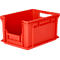 Eurobox EF 4220 F1, 20,4 l, hasta 15 kg, pared frontal cerrada y semiabierta, asas pasantes, apilable, L 400 x A 300 x A 200 mm, PP reciclado, rojo