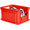 Eurobox EF 4220 F1, 20,4 l, hasta 15 kg, pared frontal cerrada y semiabierta, asas pasantes, apilable, L 400 x A 300 x A 200 mm, PP reciclado, rojo